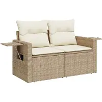 vidaXL Tuinbank Set Beige en Crème poly rattan