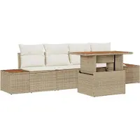 vidaXL Tuinbank Set 5 st Beige poly rattan