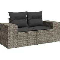 vidaXL 4-delige Loungeset met kussens poly rattan grijs