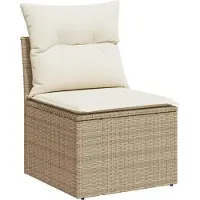 vidaXL 4-delige tuinmeubelset met kussens, beige, polyrotan