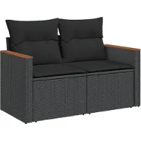 vidaXL 4-delige Loungeset met kussens poly rattan zwart