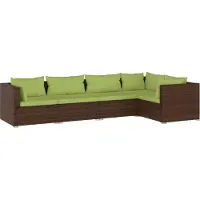 vidaXL 5-delige Loungeset met kussens poly rattan bruin