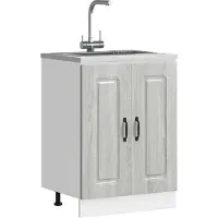 vidaXL Spoelbakonderkast Kalmar 60x46x81,5cm bewerkt hout grijs sonoma