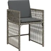 vidaXL 9-delige Tuinset met kussens poly rattan grijs
