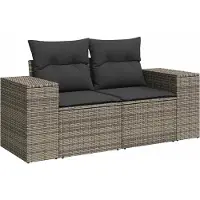 vidaXL Tuinbank Set 14 st Grijs poly rattan