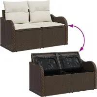 vidaXL Tuinbank Set 6 st Bruin Poly Riet
