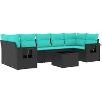 vidaXL 8-delige loungeset voor de tuin met kussens, zwart kunststof vlechtwerk