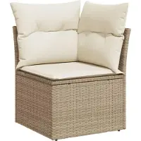 vidaXL 6-delige Loungeset met kussens poly rattan beige