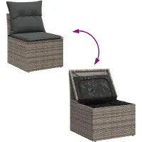 vidaXL Tuinbank Set 12 st 11-Aantal zitplaatsen Grijs Poly rattan