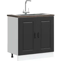 vidaXL Spoelbakonderkast Kalmar 80x46x81,5 cm bewerkt hout zwart