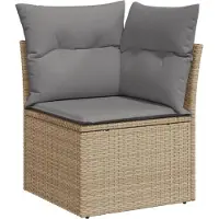 vidaXL 7-delige Loungeset met kussens poly rattan beige