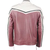 TOP GUN Racing, leren jas ,Donkerrood/Beige/Zwart ,L