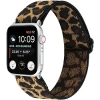 Strap-it Tribal bandje - geschikt voor Apple Watch (Series 12/11/10), (Ultra 4/3/2/1), (SE 3/2/1), (Series 9/8/7/6/5/4) - 44/45/46/49mm - leopard / luipaard - elastisch bandje voor iWatch