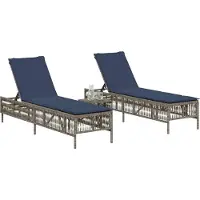vidaXL Ligstoelen 2 stuks met tafel Grijs Poly Rotan