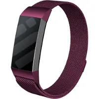 Strap-it Luxe Milanese band - geschikt voor Fitbit Charge 3 / Fitbit Charge 4 - paars - Maat: Maat L