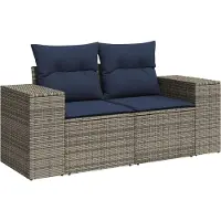 vidaXL 4-delige tuinbankset met kussens, grijs polyrotan
