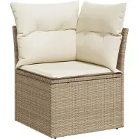 vidaXL 5-delige Loungeset met kussens poly rattan beige