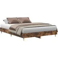 vidaXL Bedframe zonder matras 150x200 cm spaanplaat gerookt eiken
