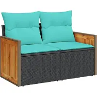 vidaXL 11-delige tuinbankset met kussens, zwart polyrotan