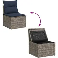 vidaXL 7-delige Loungeset met kussens poly rattan grijs