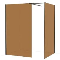 Maxaro Diamond Inloopdouche | 120x120 cm Zwart chroom Bronsglas 2 vaste wanden