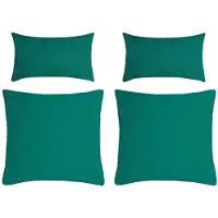 Stof Textile sierkussen Nelson - set 4x - emerald green - 2 formaten - bank kussens - polyester