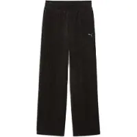 Puma Essentials Elevated velours geribbelde broek met rechte pijpen voor Dames, Zwart, Maat S