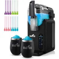 Bardi Slush Hero Combi – Slushmachine - Slush Puppy Maker 2,6L + 2 Thermoscups Zwart+ 12 Slush Lepelrietjes – Voor Slushies, Milkshakes, Frappé & Frozen Cocktails – Zelfreinigend – zwart