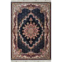 Muratap Isfahan oosters vloerkleed nain laagpolig klassiek vintage tapijt / navy / multi- 80x300 cm