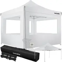 TecTake Paviljoen Vouwpaviljoen - Opvouwbaar en Waterdicht - Tuinpaviljoen met Zijpanelen - Inclusief Haringen en Tas - Terrasoverkapping, Partytent (wit, 3 x 3 m / 4 zijdelen)
