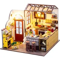 Hongda DIY Miniatuur Huisjes - Modelbouwpakket - Houten Modelbouw - Voor Volwassenen (14+) - Poppenhuis - DIY - met Stofkap - Peta's Kitchen (M2423)
