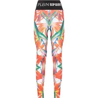 Plein sport Leggings grasgroen / lichtoranje / zwart / wit