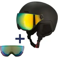 GOOFF GO-OFF XTREME skihelm met 2 vizieren (blauw-groen en groen-goud) maat M