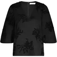 NUKUS Dames Blouses Delilah Blouse Embroidery - Zwart - Maat S