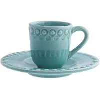 Bordallo Pinheiro Fantasy Koffiekop Met Schotel - Koffiekopjes Aardewerk Turquoise - 65019246