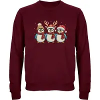 B&C Kerst Pinguïns trui - kersttrui - foute kersttrui - Unisex - Kerst - Christmas - Feestdagen - Grappige trui - Kerstman - Foute kerst - Donkerrood - Maat XXL