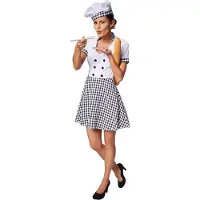 Dressforfun Vrouwenkostuum chef-kokkin S - verkleedkleding kostuum halloween verkleden feestkleding carnavalskleding carnaval feestkledij partykleding - 301508