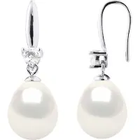 ATELIERS SAINT GERMAIN Oorbellen Zilver 925 & Cubic Zirconia - 2 Echte Gecultiveerde Zoetwaterparels 9-10 mm