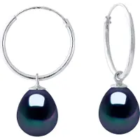 ATELIERS SAINT GERMAIN Oorbellen van zilver 925, rhodium geplateerd met echte zoetwaterparels van 8-9 mm
