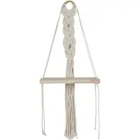 Home Deco Factory Home Deco Fabric Wandplank/wandrek Ibiza - naturel - Boho stijl - 25 x 62 x 10 cm - muurplankjes