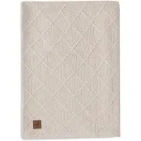 Jollein - Deken Wieg 75x100cm - Wiegdeken, Wiegdekentje, Dekentje Baby - Check Knit Oatmeal/Teddy Fleece