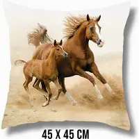Allernieuwste.nl Kussen Paard met Veulen - Kussenhoes polyester peach skin Perzikhuid Paarden - Kussenovertrek - Kleur 45 x 45 cm