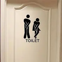 Allernieuwste.nl 2 STUKS WC Toilet Stickers Hoge Nood Silhouetten Set Man en Vrouw - WC Pictogram Deursticker - 18 x 13 cm- 2 STUKS %%