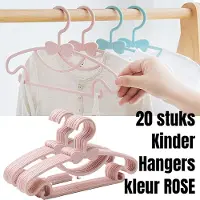 Allernieuwste.nl 20 Stuks Kinder Kledinghangers Kind Rose Baby en Kinderkledinghangers voor Meisjes en Jongens - Kinder Kleding Hanger Kasthangers - SET 20 STUKS ROSE