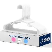 SereneLife Kinderhangers – 20-delige Set Kunststof Hangers voor Baby-, Peuter- & Newborn- Antislip & Ruimtebesparend - Wit