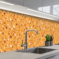 KitchenYeah Keuken achterwand 250x60 cm - Spatscherm zelfklevend Terrazzo - Patroon - Okergeel - Muurbeschermer - Spatwand fornuis