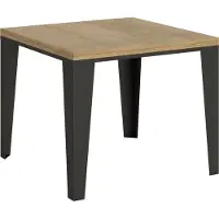 Itamoby - Uitschuifbare eettafel 90/180x90 cm, kleur: Flame Libra eik, natuurlijke afwerking, onderstel in antraciet