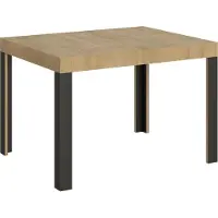 Itamoby - Uittrekbare eettafel 120/204x80 cm, serie Linea, eikenhout naturel, tafelpoten antraciet