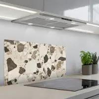 KitchenYeah Spatscherm 80x40 cm - Zelfklevende achterwand Neutral - Stenen - Decoratie - Terrazzo - Keuken muurbeschermer - Spatwand fornuis