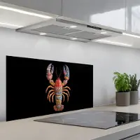 KitchenYeah Spatscherm 90x45 cm - Zelfklevende achterwand Kreeft - Borduur - Kleurrijk - Bloemen - Keuken muurbeschermer - Spatwand fornuis
